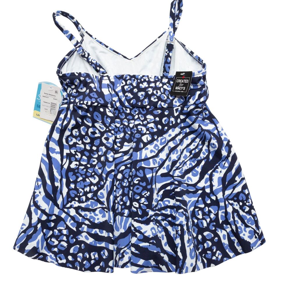 Swim Solutions Size 8 Women's Navy Multi Animal‎ Print Underwire Tankini Top New - Picture 2 of 6